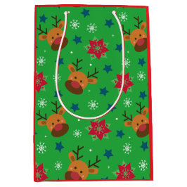 Cute Reindeer & Snowflake Christmas Mittlere Geschenktüte