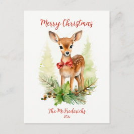 Cute Reindeer Vintage Christmas Postcard Feiertagspostkarte