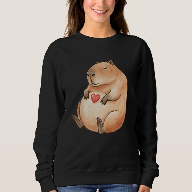 Cute Relaxed Capybara Valetntines Day Kawaii Heart Sweatshirt (Vorderseite)