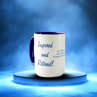  Cute Retire Typography Blue Personalize Tasse