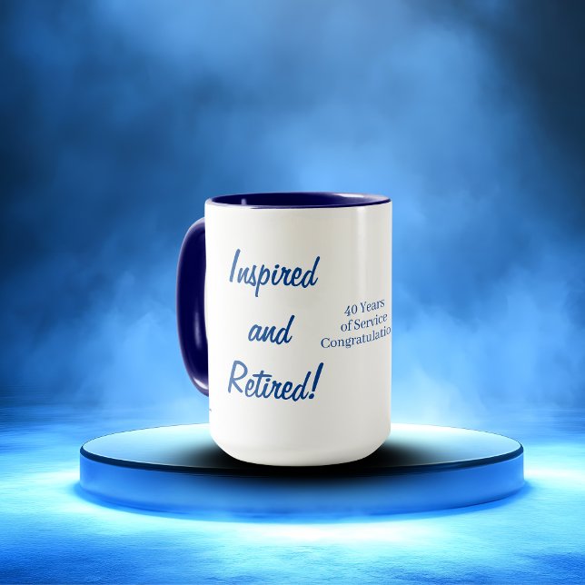  Cute Retire Typography Blue Personalize Tasse (Personalize for the Retiree)