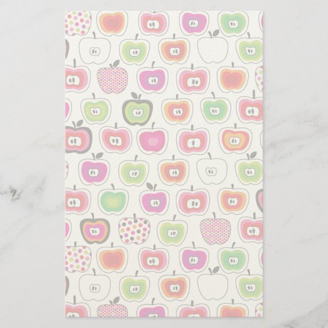 Cute retro apple pattern briefpapier (Vorderseite)