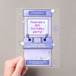 Cute Retro Arcade Game Kids Birthday Acryleinladungen