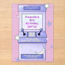 Cute Retro Arcade Game Kids Birthday Acryleinladungen