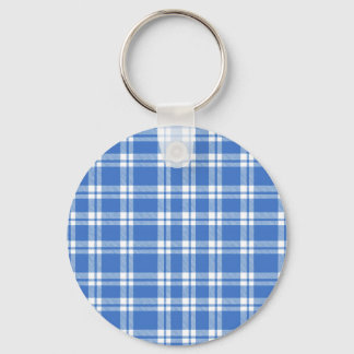 Cute Retro Blue Gingham Plaid Pattern Schlüsselanhänger