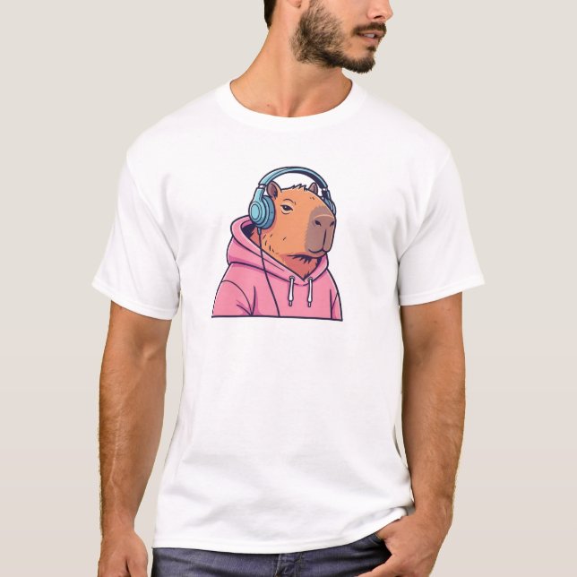 Cute Retro Capybara Streetwear Cartoon T-Shirt (Vorderseite)