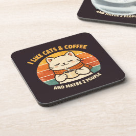 Cute Retro Cat & Coffee Lover Vintage 70s Cozy  Getränkeuntersetzer