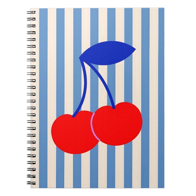 Cute Retro Cherry Striped Notizblock (Vorderseite)
