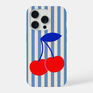 Cute Retro Cherry Stripes iPhone 15 Pro Hülle