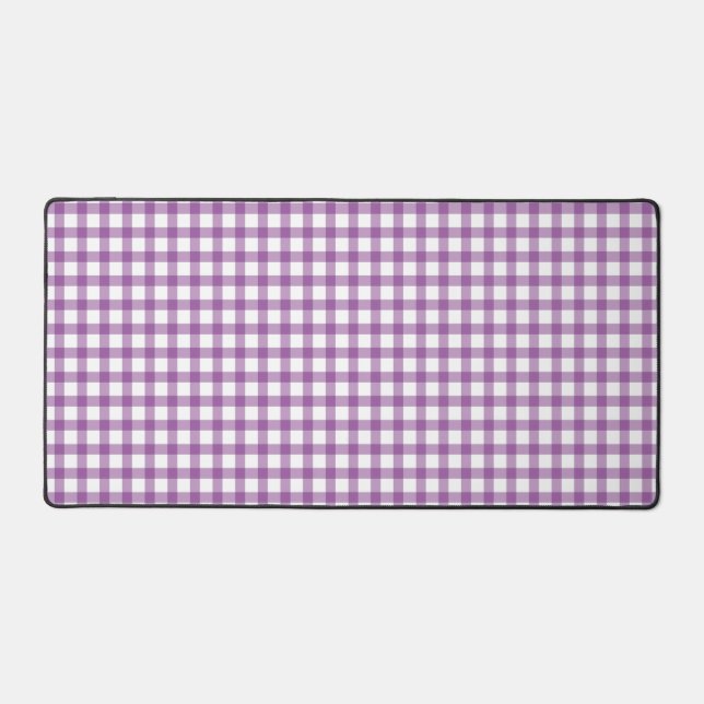 Cute Retro Gingham Plaid Purple Pattern Schreibtischunterlage (Vorderseite)