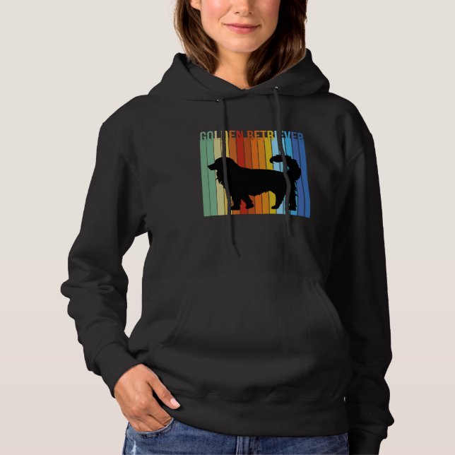 Cute Retro Golden Retriever Rainbow Hoodie (Vorderseite)