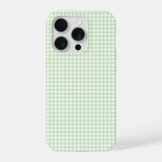 Cute Retro Green Gingham Plaid pattern iPhone Hülle (Rückseite)