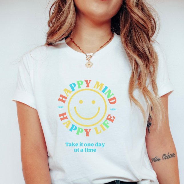 Cute Retro Happy Mind Happy Life T-Shirt (Von Creator hochgeladen)