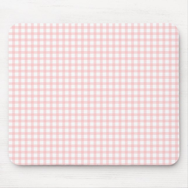 Cute Retro Pink Gingham Plaid pattern Mousepad (Vorne)