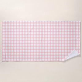 Cute Retro Pink Gingham Plaid pattern Strandtuch