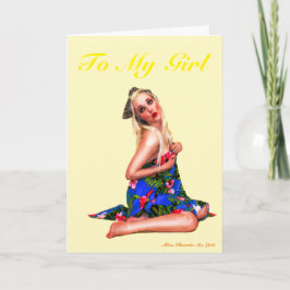 Cute Retro Pinup Valentine's Card for Girlfriend Karte