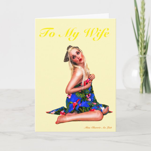 Cute Retro Pinup Valentine's Card for Her, Wife Karte (Vorderseite)