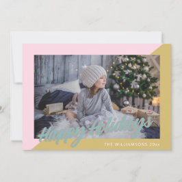 Cute Retro Pretty Pastel Happy Holidays Photo Feiertagskarte