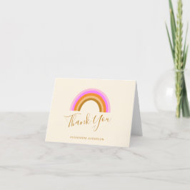 Cute Retro Rainbow Personalized Script Name Dankeskarte