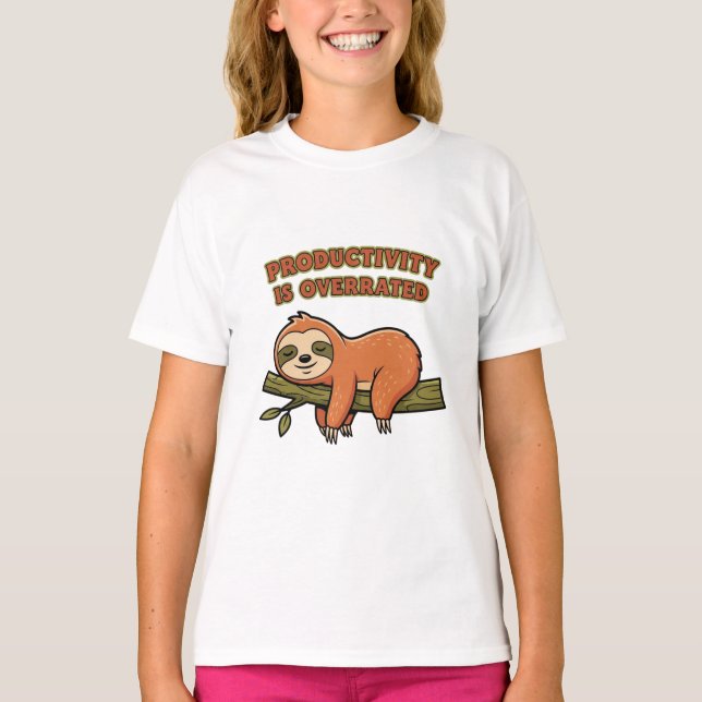 Cute Retro Sloth Girls Graphic T-Shirt (Vorderseite)