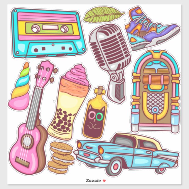 Cute Retro Sticker (Blatt)