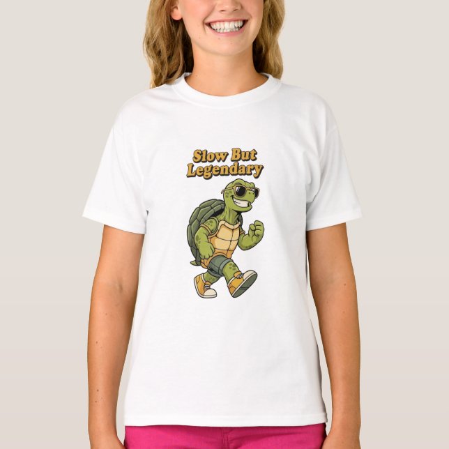 Cute Retro Turtle Calm Girls T-Shirt (Vorderseite)
