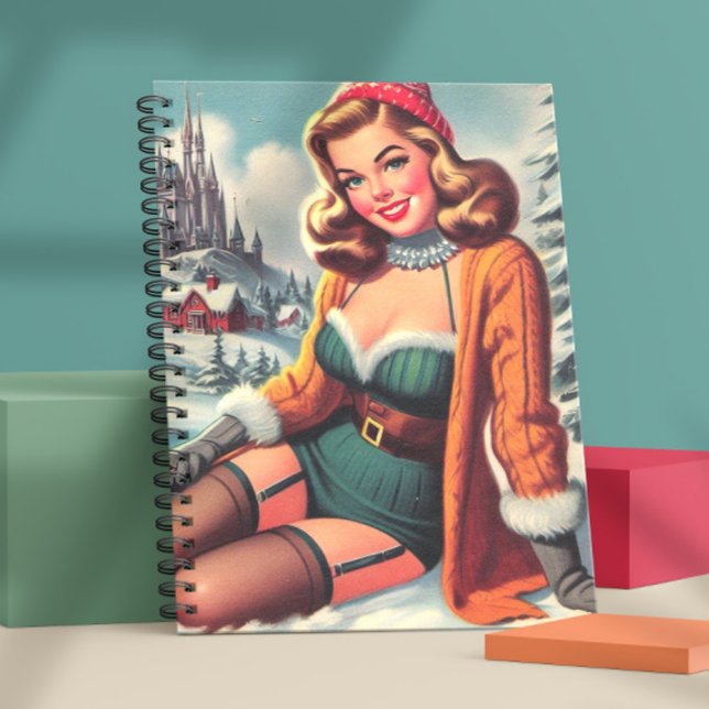 Cute Retro Winter Pin-up Notizblock (Von Creator hochgeladen)