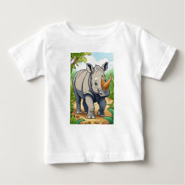 Cute Rhinoceros Cartoon Sticker Style Baby T-shirt