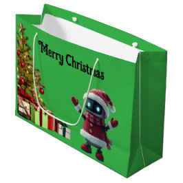 cute robot Christmas holiday tech Gift Bag Große Geschenktüte