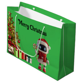 cute robot Christmas holiday tech Gift Bag Große Geschenktüte