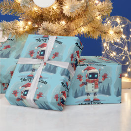 cute robot Christmas holiday tech Wrapping Paper Geschenkpapier