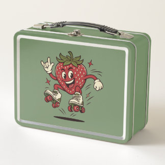 Cute Roller Skating Strawberry Metall Brotdose