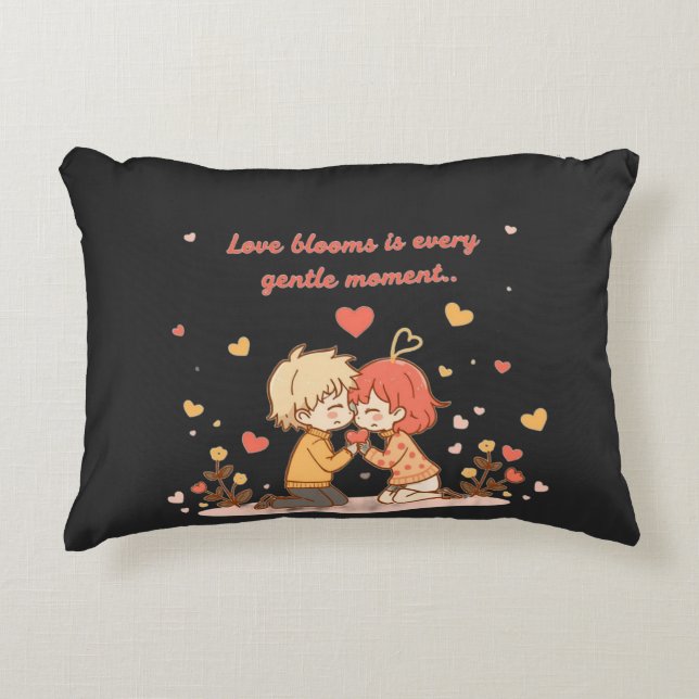 Cute Romantic Anime Couple - Love Moment Dekokissen (Vorderseite)