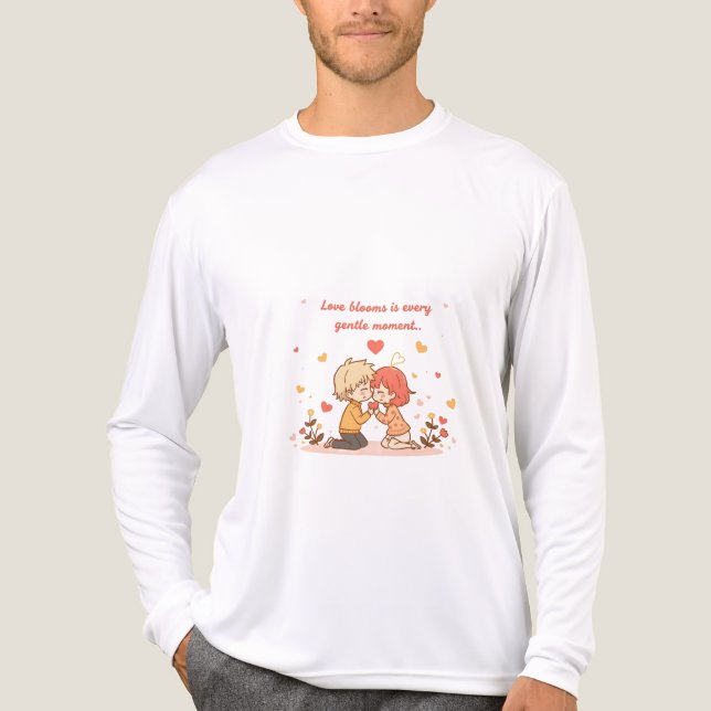 Cute Romantic Anime Couple - Love Moment Tri-Blend Shirt (Vorderseite)