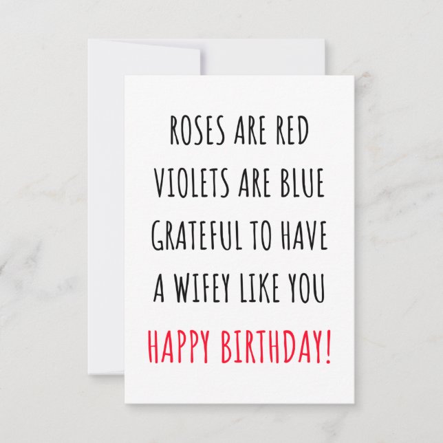 Cute romantic happy birthday card for her, wife  dankeskarte (Vorderseite)