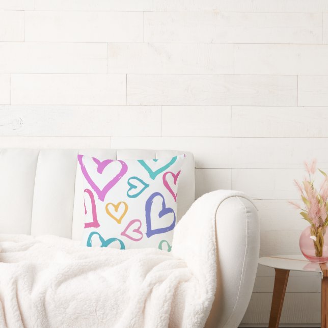 Cute Romantic Pastel Hearts Kissen (Liege)