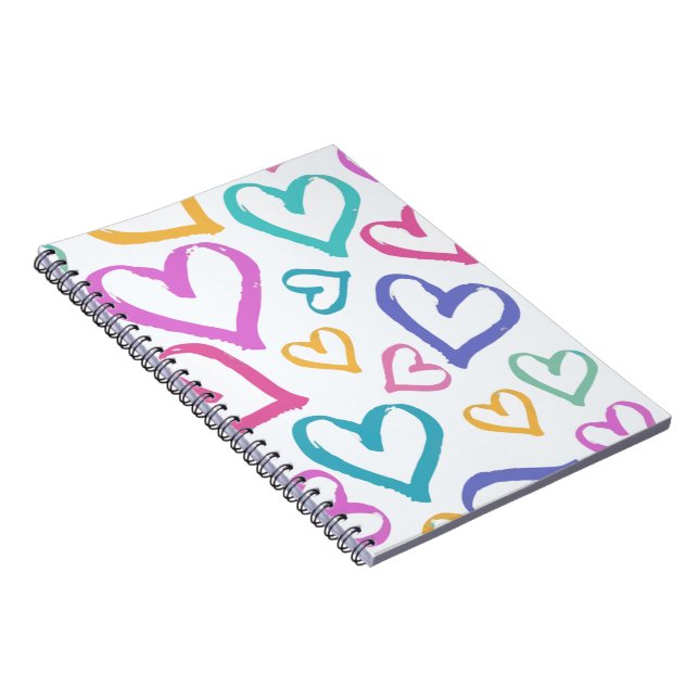 Cute Romantic Pastel Hearts Notizblock (Rechte Seite)