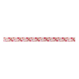 Cute Romantic Red & Pink Watercolor Love Pattern Satinband