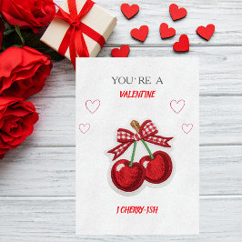 Cute Romantic Retro Cherry Valentine’s Day Card Feiertagskarte