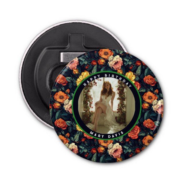 Cute Rose Flower Spring Birthday Flaschenöffner (Vorderseite)