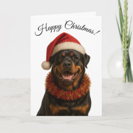 Cute Rottweiler in a Santa hat Christmas card Feiertagskarte