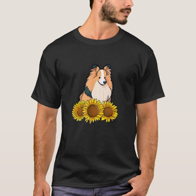 Cute Rough Collie Dog Sunflower Graphic for Women  T-Shirt (Vorderseite)