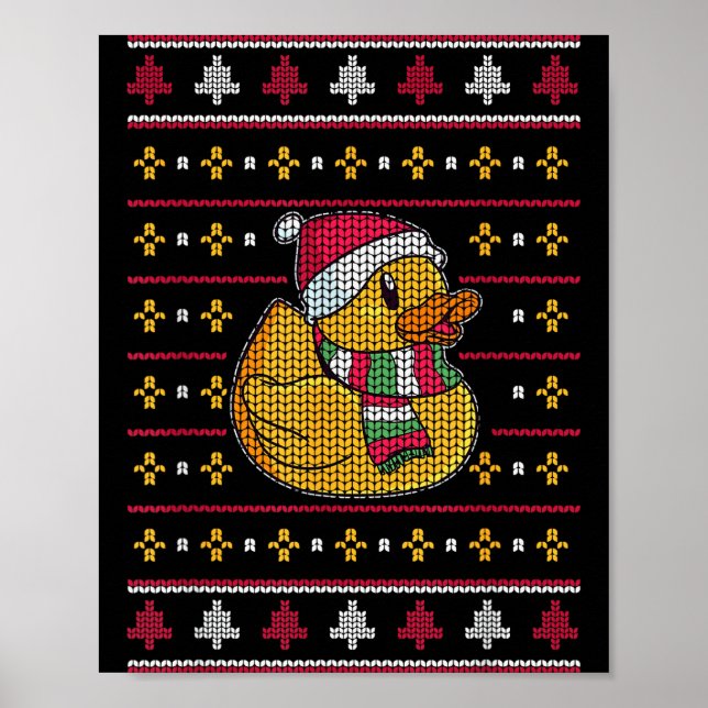 Cute Rubber Duckie Duck Christmas Santa Clause  Poster (Vorne)