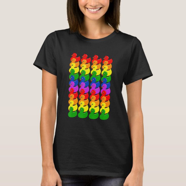 Cute Rubber Ducks Ducklings   LGBTQ Gay Lesbian Pr T-Shirt (Vorderseite)