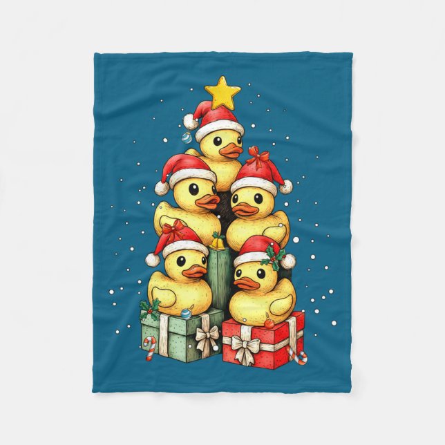 Cute Rubber Ducks Le Duckie Christmas Tree Xmas Ha Fleecedecke (Vorderseite)