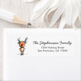 Cute Rudolph Reindeer Christmas Return Address