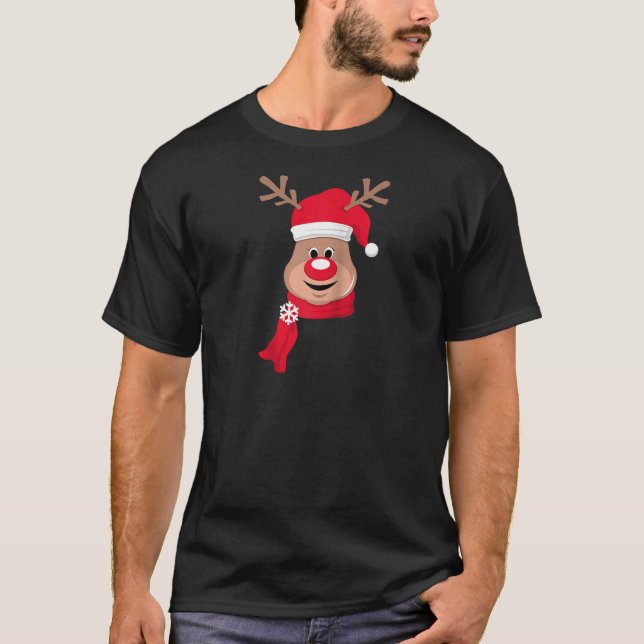 Cute Rudolph Reindeer Face Christmas Eve Xmas Part T-Shirt (Vorderseite)