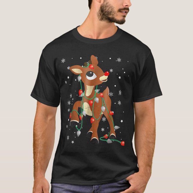 Cute Rudolph The Red Nose Reindeer For Kids Christ T-Shirt (Vorderseite)