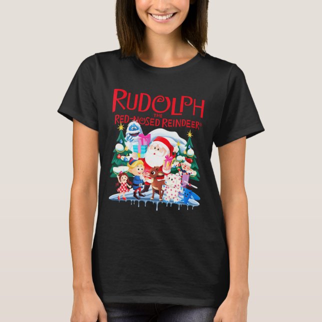 Cute Rudolph The Red Nosed Reindeer Christmas Spec T-Shirt (Vorderseite)