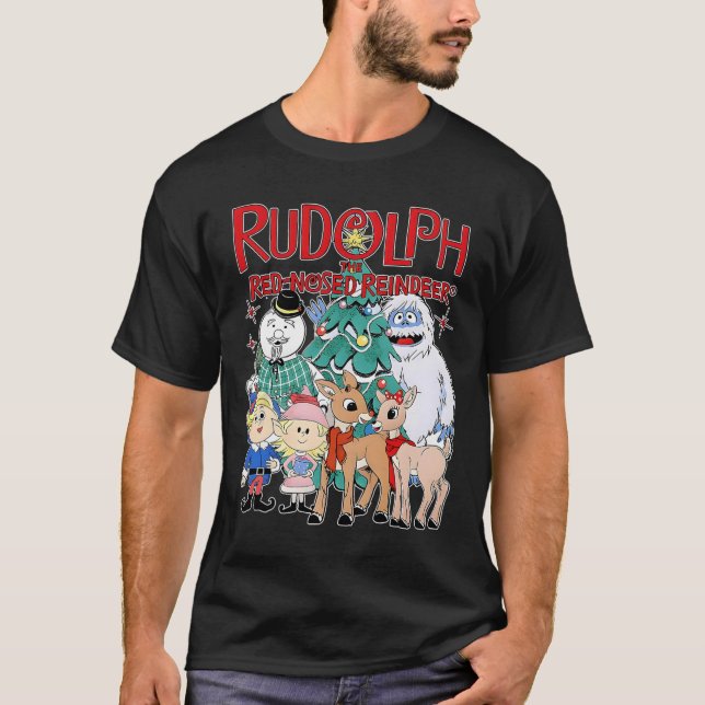 Cute Rudolph The Red Nosed Reindeer Christmas Spec T-Shirt (Vorderseite)